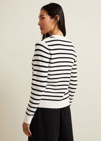 Phase Eight Chloe Stripe Knitwear White/Navy USA | 3851740-KE